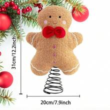 Gingerbread Man Tree Topper Decorative Cute Red Bow Tree Decoration For Home And Holiday Christmas Decorations Home Christmas Gifts Christmas Decor - Multicolor - View 7