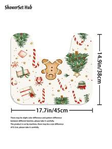 1/3/4pcs Wite Gingerbread For Man Christmas Tree Crutch Candy Shower Curtain Bathroom Set, Waterproof And Wear-Resistant Accessories,With 12 Hooks - Includes Toilet Seat Cover, Bath Mats, And Rugs - Non-Slip Polyester Fabric - Washable - Perfect For Holiday Decor,Home/Bedroom/House/Western Decor, - Multicolor - View 12