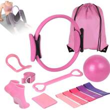 Pilates Essentials Kit Women, 2025 New Better Me Pilates Kit, 13 Piece Home Pilatess Equipment, Home PilatesKit Women Better Me, Hip Exercise Band Yoga Ball Long Resistance Bands - Rosa - Ver 2