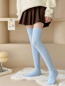 2 đôi tất dài đến đầu gối mềm mại nhiều màu - Đen/Trắng/Xám/Nâu/Xanh dương/Hồng Tất dài dệt kim dày ấm áp, Tất ấm áp co giãn thời trang cho mùa đông mặc hàng ngày, Trang phục thường ngày & Ý tưởng quà tặng, Tất ấm áp không thể thiếu trên Popular. - Nhiều màu - Xem 8