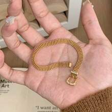 1pc Hollow Milanese Lace Bracelet, Unique Design, Micro-Inlaid Strap Wrist Chain, Unisex