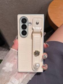 1件装女士时尚折叠手机壳，银色外壳，皮革，牛仔布，珍珠挂绳，适用于三星Galaxy Z Fold 7、Galaxy Z Fold 6、Galaxy Z Fold 5、Galaxy Z Fold 4，可用作生日、万圣节、圣诞节礼物 - 彩色 - 查看 8