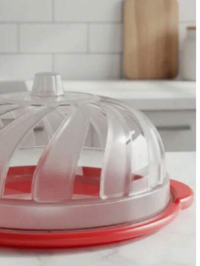 Boleira Com Tampa Plástica e Prato Vermelho