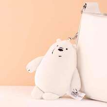 Riesiger We Bare Bears Plüsch Schlüsselanhänger - Kuschelige Großformat Dekoration für Taschen, Rucksäcke und mehr! Mit großem Bären aus weichem, kuscheligen Material - Weiss - Übersicht 1