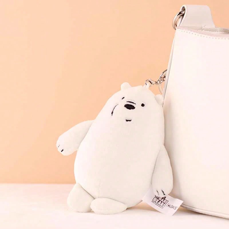 Riesiger We Bare Bears Plüsch Schlüsselanhänger - Kuschelige Großformat Dekoration für Taschen, Rucksäcke und mehr! Mit großem Bären aus weichem, kuscheligen Material - Weiss - Übersicht 1