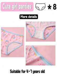 8 件 1 包，可爱女孩喜欢的卡通图案舒适内裤，节日送给女儿和孙女的秘密礼物