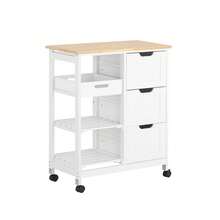 SoBuy FKW79-HG, Kitchen Trolley Cart Kitchen Storage Trolley Serving Trolley With 3 Drawers And Removable Tray, Grey - White - View 13