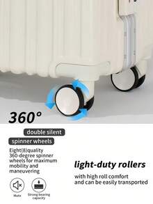 1 20-Inch Large-Capacity Travel Swivel Suitcase, Multi-Functional Password Box, With Water Bottle Holder, Hooks For Hanging Bags, Umbrellas, Shopping Bags And Other Items, Comes With Silent Swivel Wheels, Travel Essentials, Suitable For Multi-Purpose Storage Items Such As Returning To School, Traveling, Studying Abroad, Vacation, And Working Far Away