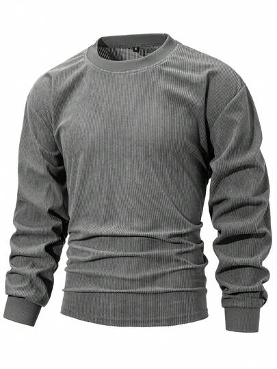 Men's Casual Retro Corduroy Sweatshirt, Suitable For Autumn/Winter