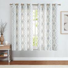 Vangao 2 Pcs Boho Linen Curtains For Living Room Embroidered Design Window Curtains Light Filtering Flax Linen Blend Window Treatments Set Gorgeous French And Vintage Look Curtain Panpel Great Quality Drapes - 藍色 - 查看 3