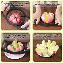 6.1 Inch Extra Large Apple Slicer, Heavy Duty Apple Cutter 8 Slices, Durable Apple Corer Cutter Slicer, Stainless Steel Apple Slicer And Corer - For Apple, Potato, Onion And More, Black - Grey - View 4