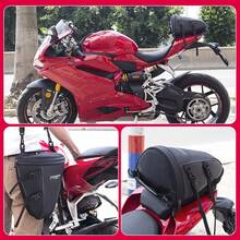 Waterproof Motorcycle Tail Bag Motorbike Back Seat Bags Waterproof Wear Resistant Multi-Functional Durable Moto Rider Backpack - màu đen - Xem 8