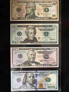 20PCS 3*1.2cm Mini $50 Props,100PCS 11.6*4.8cm Small Size 100 Dollar Prop Paper,100PCS Regular Size $10, $20, $50, New And Old $100 Prop Paper, Simulated Dollar Prop Paper, Prank Props, Magic Movie Prop Paper, Collectible Commemorative Display Prop Paper, Birthday Holiday Gifts, Halloween, Christmas Dollar Prop Gifts, Dollar Prop Decoration