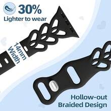 Slim Braided Silicone Band: For Apple Watch Bands Women 40mm 41mm 38mm 42mm 44mm 45mm 46mm 49mm - Cute Heart Lace Breathable Thin Sport Strap For I Watch SE Series 10 9 8 7 6 5 4 3 1 Ultra 2