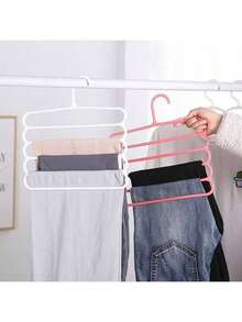 1/5/10pcs 5-Tier Plastic Multi-Functional Pants Hanger, Can Be Used To Store Ties, Scarves And Pants - Multicolor - View 4