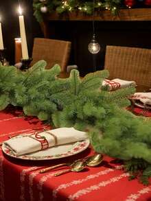 1/2/3pcs 180cm/5.9ft Artificial Pine Garland, Plastic Green Christmas Wreath, For Christmas Party, Wedding, Home Decoration, Winter Table Centerpieces, Window And Stair Hanging Vine Decorations