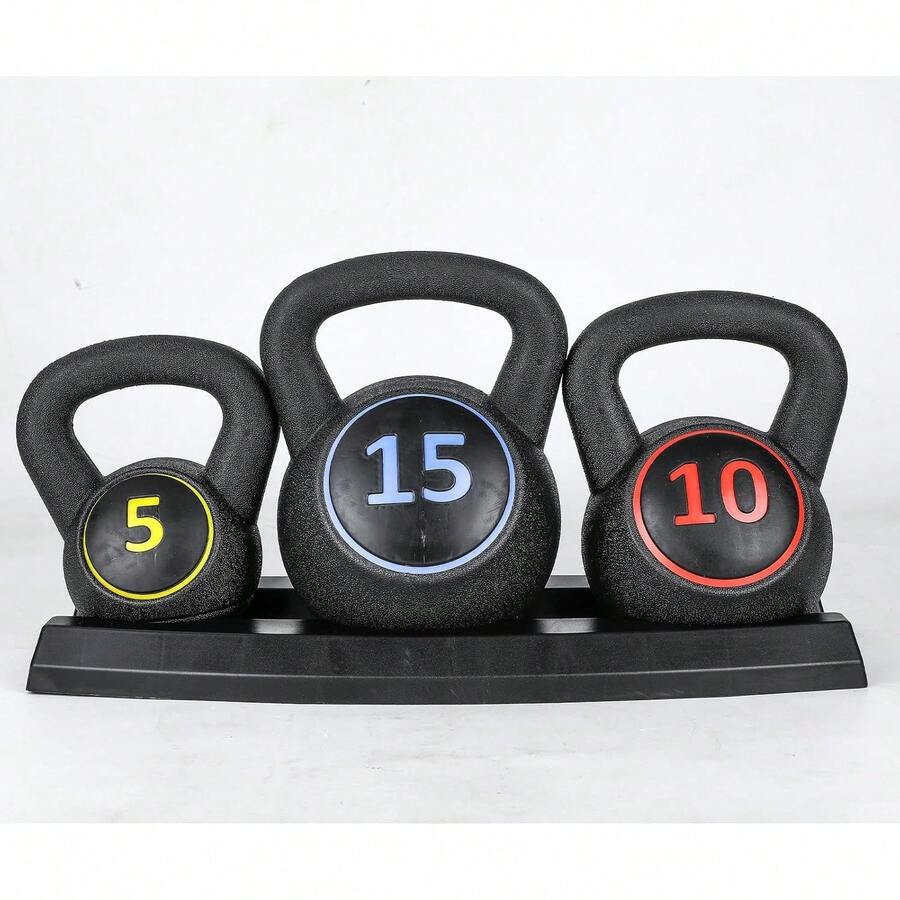 3 Pcs Kettlebell Set - 5lb, 10lb, 15lb Weight Lifting Training Kettle Bell For Cardio & Strength Exercise, Ideal For Home Gym Workouts - Default - View 1