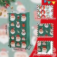 10/12/24 szt./zestaw 24*13*8 cm Eleganckie świąteczne papierowe torebki na prezenty z bałwanem i płatkami śniegu z papieru pakowego ze wzorem cukierków i naklejkami (w zestawie 1 naklejka) Boże Narodzenie Dekoracje świąteczne Piżamy świąteczne Prezenty świąteczne Dekoracje świąteczne