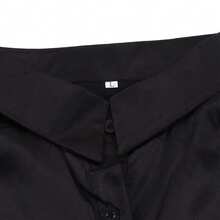 Blusa de Satin Elegante - Manga Larga, Ajustada con Botones, Estilo Casual (Negro, Talla L) - Multicolor - Ver 4