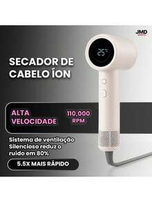 Secador de Cabelo Alta Velocidade 110000rpm Íon Potente Silencioso - Branco - Visão 1
