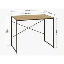 Escritorio Diseo Industrial para Computadora o Laptop, Minimalista Home Office, Recamara o Juvenil, Fcil Armado, con Estructura Resistente Maple - BASE NEGRA DE NOGAL - Ver 4