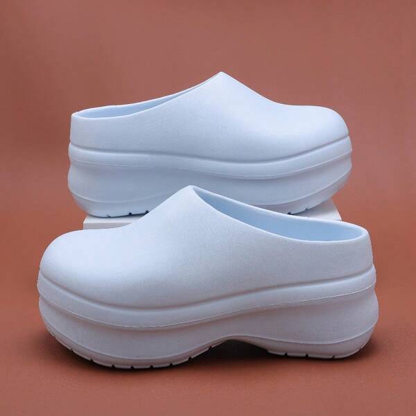 8cm Zuecos con suela gruesa unisex, zapatos de chef elevados y antideslizantes, ligeros, sandalias de mula de punta cerrada para cocina, hospital, enfermería