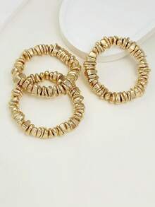 3 件套时尚复古金银串珠手链，适合女性、情侣、派对、日常佩戴、奢华高端 - 金色 - 查看 5