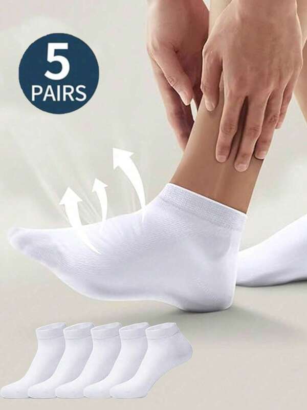 1/5/10 Paar Herren weiße atmungsaktive geruchshemmende Kurzsocken, modische Sportssocken geeignet für Frühling/Sommer, können auch als Haushaltsocken verwendet werden. Weich und elastisch, geeignet für Damen Socken und Kniestrümpfe, ideal für Outdoor-Sport im Sommer.