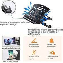 2 en 1 Soporte para Computadora Portátil,Ajustable Base Soporte para Laptop,Portátil Soporte para Laptop con Soporte para Celular Desmontable y Base giratoria de 360 ° ,Diseño Ergonómico (Dentro de 17") - 1 - Ver 7
