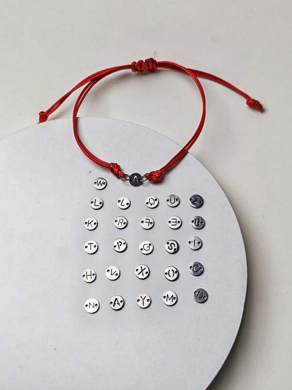 1pc Fashionable Minimalist Handmade Woven Bracelet For Women, 26 English Letters