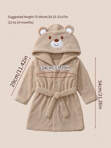 客製化刺繡姓名連帽嬰兒浴袍，熊/兔/狐狸耳朵設計，柔軟幼兒睡袍 (12-24M)，聖誕禮物 - 彩色 - 查看 4