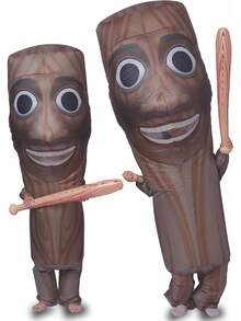 Inflatable Tung Costume Halloween Funny Italian Wooden Stick Man Costume Sahur Inflatable Costume With Stick - Kind - Übersicht 1