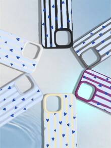 Heart-Shaped Printed Striped Mobile Phone Case, Made Of Anti-Drop, Shockproof, Scratch-Resistant Soft Material, Dirt-Resistant And Durable, Suitable For Teenagers Mobile Phone Case, Compatible With Iphone 17Promax/17Pro/17AIR/17/16Promax/16Pro/16Plus/16/15Promax/15Pro/15Plus/15/14Promax/14Pro/14Plus/14/13Promax/13Pro/13/12Promax/12Pro/12/11Promax/11Pro/11 - Màu vàng - Xem 2