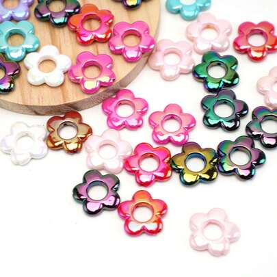 20pcs 19mm Acrylic AB Dazzling Flower Beads - Perfect For DIY Bracelets, Phone Charms & Jewelry Crafting