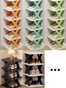 9/6-Tier Vertical Shoe Rack, Space Saving, Narrow Design, Small Shoe Organizer, DIY Freestanding Shoe Storage Shelf For Entryway, Closet, Hallway, Easy Assembly And Sturdy Structure, Black And White Color, Home Decor, Decor, Decor - Multicolor - View 8