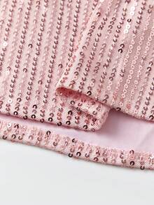 Women Y2k Sequin Sparkly Cami Top Sleeveless Backless Flowy Glitter Crop Tank Top Summer Going Out Tops Streetwear Light - Pink - View 7