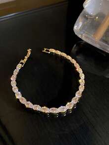 Edelstahl Tennis Armband, verstellbare AAA Kubikzirkonia Kristall Halskette Anhänger Kette, Premium Schmuck