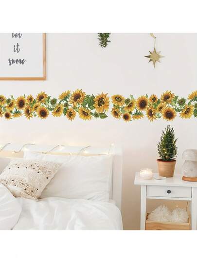 1 件墙贴向日葵花装饰贴纸 PVC 贴纸可移除自粘易撕贴纸家居装饰让您的生活焕然一新节日装饰贴纸生日毕业礼物墙壁装饰房间装饰