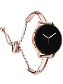 适用于三星 Galaxy Watch 4 40/44mm、Watch 5 40/44mm、Watch 6 40/44mm、Watch 7 40/44mm、Watch 2/3/4、小米手表等智能手表的玫瑰金金属表带，20mm/22mm 可调节，时尚优雅，女士适用。 - 玫瑰金色 - 查看 9