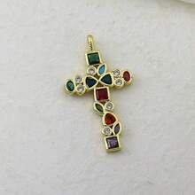 1pc 18K Gold Plated Copper Fashionable Minimalist Vintage Cross Pendant, DIY For Bracelet, Necklace, Earring, Keychain, Versatile Handmade Accessory - Multicolor - View 10