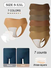 7pcs/Set Women Seamless Thong Panties, Invisible Underwear For Yoga & Fitness, Prevention