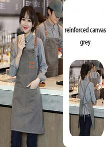 1pc Waterproof & Oil-Proof Apron, Home Use, With Pocket, Polyester Stain-Resistant Kitchen Apron, Cooking Apron, Suitable For Home, Restaurant, Craft, Garden, BBQ, School, Cafe, Outdoor Activities, Unisex, Great Christmas Holiday Gift - Multicolor - View 4