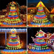 1 pieza Árbol de Navidad de 180 LED Cascada de Hadas, Luz de Corona de 9 Caídas de 200 cm, Luces de Cortina con Control Remoto 8 Modos, Adecuado para Decoración de Habitación de Bebé, Decoraciones Navideñas, Decoraciones de Árbol de Navidad, Decoraciones de Boda