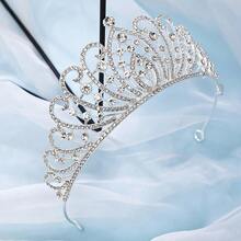 1 Peça Acessório de Coroa Feminina com Padrão Xadrez, Simples, porém Elegante. Confeccionado em Liga de Zinco Durável com Aplicações de Strass, Perfeito para Ocasiões Formais, Casamentos e Trajes de Festa.