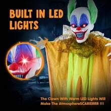 JOYIN - 2 piezas de 35.4 pulgadas, payaso colgante de Halloween, decoración al aire última intervensión, decoración de payaso espeluznante, suministros de fiesta, luz de ojos encantados, casa - 1 - Ver 6