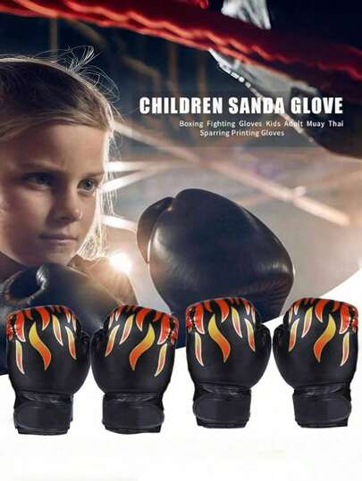 2pcsChildren's Boxing Gloves Age 3-11 Years Training Flame Style Kickboxing Gloves For Boys Girls Junior Youth Toddlers