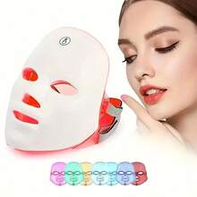 7 Colors Led Facial Mask With Neck Red Light Therapy Mask For Skin Tightening Lifting Anti-Aging Bio-Light Beauty Whitening Home - White - View 8