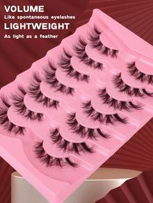 7 Cặp lông mi giả kiểu mắt mèo, dày và mềm mại, dải mi trong suốt - Hiệu ứng tự nhiên, bồng bềnh, lông mi giả mềm mại như lông chồn, có thể tái sử dụng, không thử nghiệm trên động vật. - màu đen - Xem 5