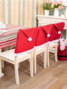 4/6/8/12pcs Christmas Chair Covers, Santa Hat Chair Covers, Christmas Chair Back Covers, Suitable For Christmas Dining Room Decoration - Multicolor - View 7