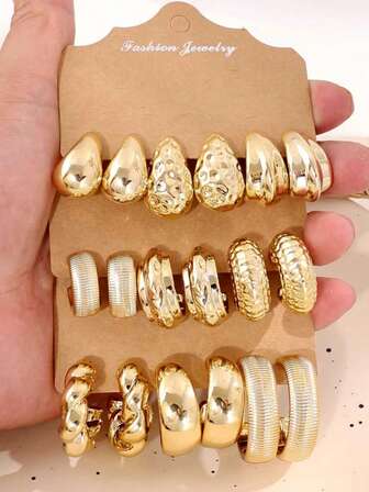 6-18 件金色新款树脂与 CCB 夸张 C 形水滴耳环